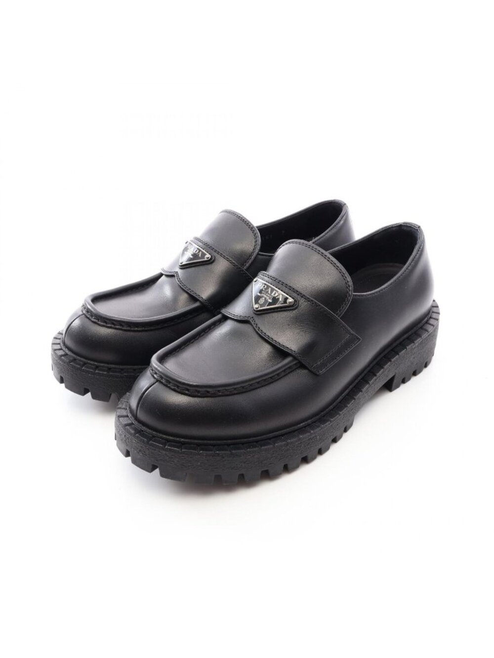 Prada Loafers Triangle Plate Leather
